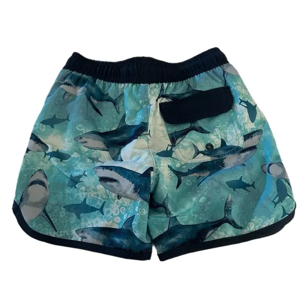 Wonder Nation Shark Swim Trunks w/ Netted Brief Boys XS 4/5 Blue